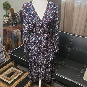 Betsey Johnson Multicolor Polka Dot Long Sleeve Dress